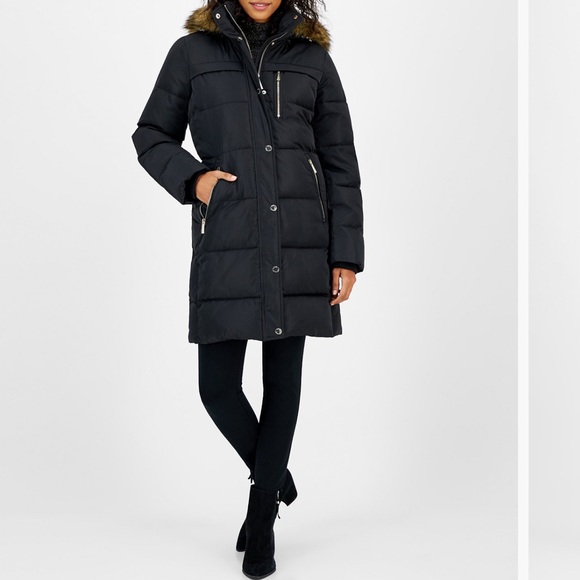 Michael Kors Black Puffer Coat with Fur Hood - Picture 1 of 2